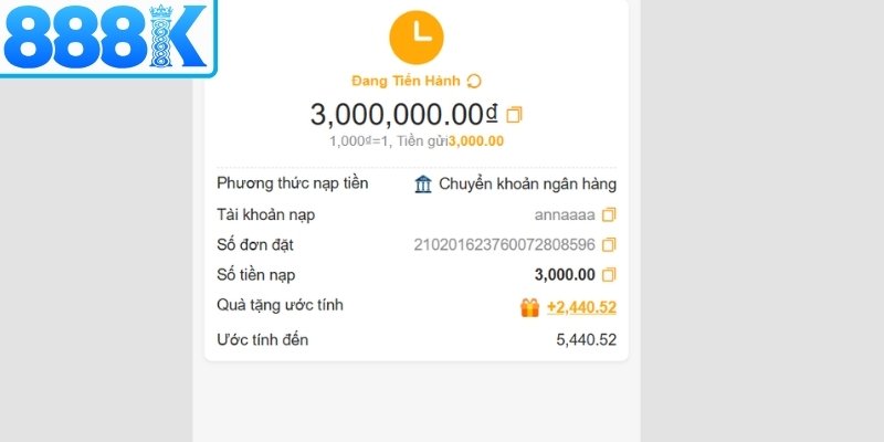 Lưu biên lai sau khi chuyển vốn thành công